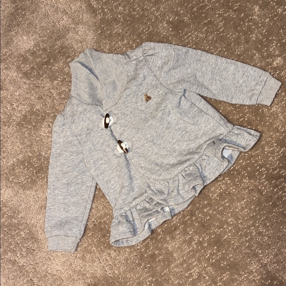 BabyGAP (18-24Months) Toggle Closure Gray Ruffled Cardigan Sweatshirt